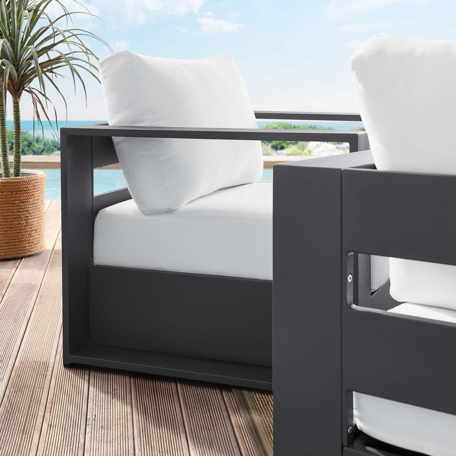 Aspen 2-Piece Outdoor Patio Powder-Coated Aluminum Armchair Set in Gray White