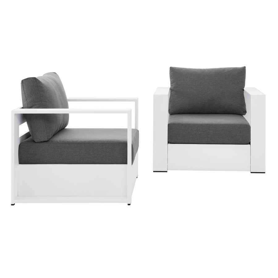 Aspen 2-Piece Outdoor Patio Powder-Coated Aluminum Armchair Set in White Charcoal