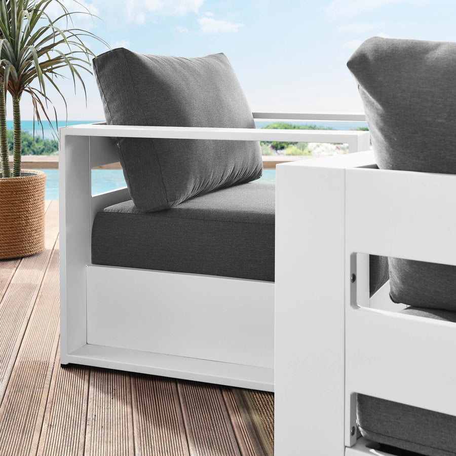 Aspen 2-Piece Outdoor Patio Powder-Coated Aluminum Armchair Set in White Charcoal
