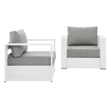 Aspen 2-Piece Outdoor Patio Powder-Coated Aluminum Armchair Set in White Gray