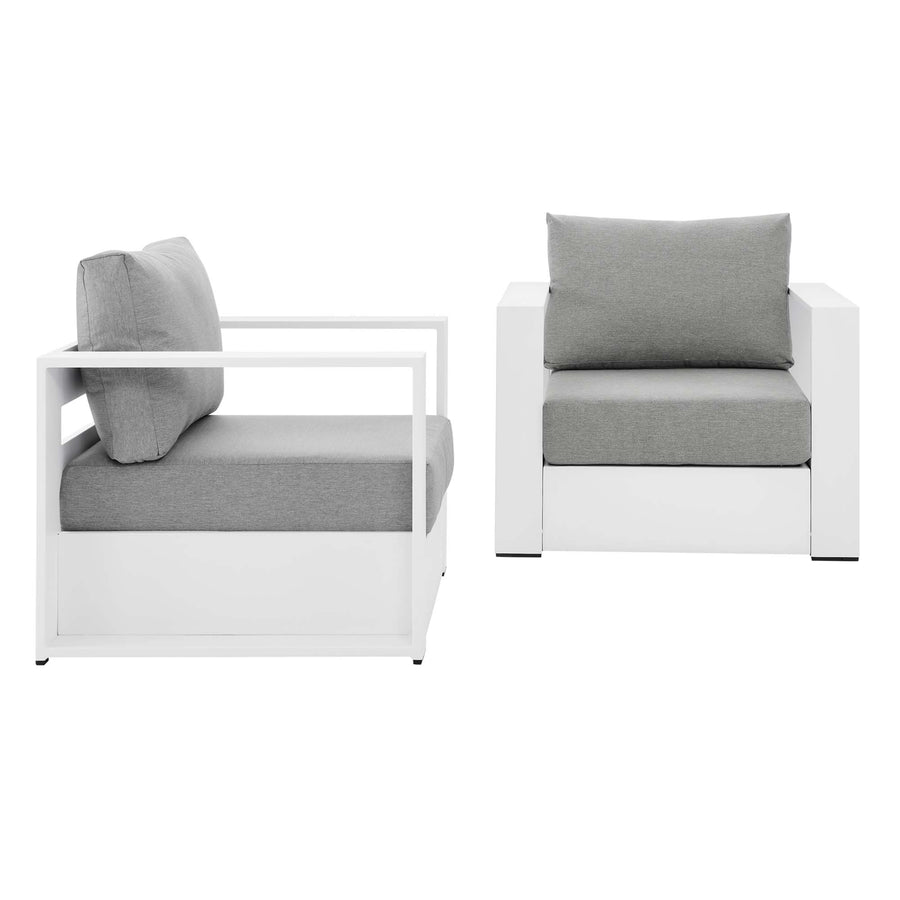 Aspen 2-Piece Outdoor Patio Powder-Coated Aluminum Armchair Set in White Gray