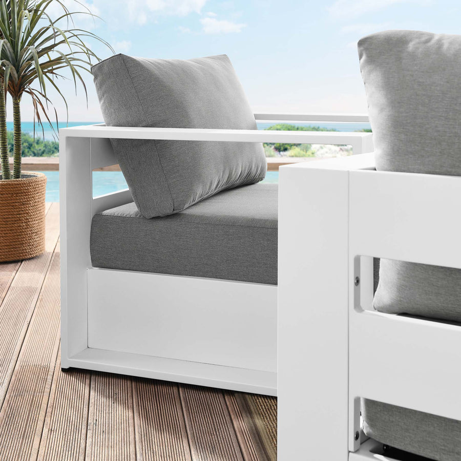 Aspen 2-Piece Outdoor Patio Powder-Coated Aluminum Armchair Set in White Gray