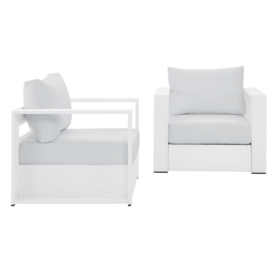 Aspen 2-Piece Outdoor Patio Powder-Coated Aluminum Armchair Set in White White