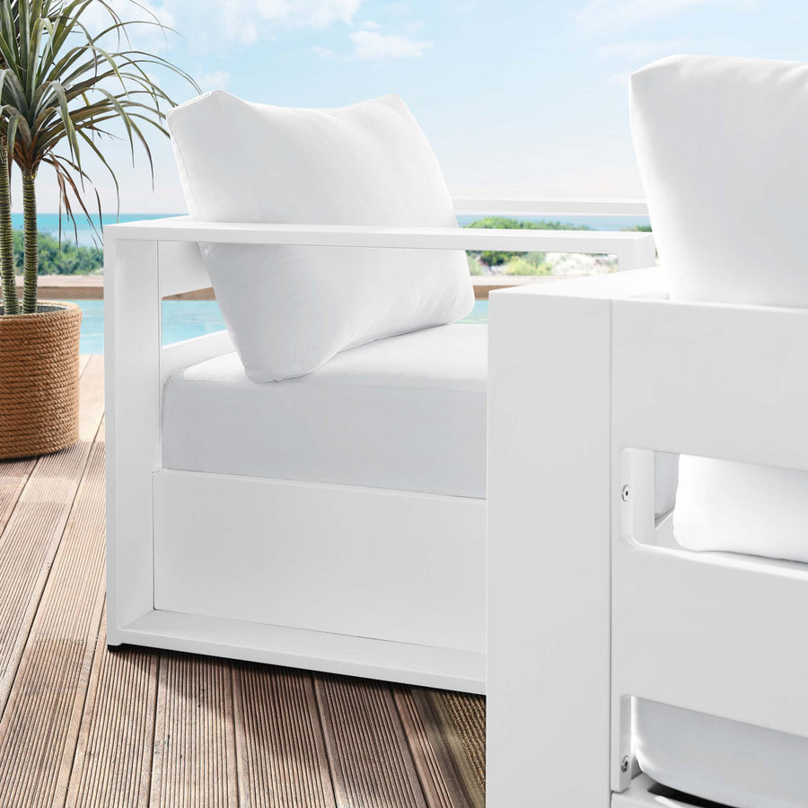 Aspen 2-Piece Outdoor Patio Powder-Coated Aluminum Armchair Set in White White