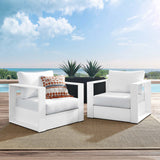 Aspen 2-Piece Outdoor Patio Powder-Coated Aluminum Armchair Set in White White