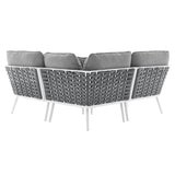 Willow Outdoor Patio Aluminum Small Sectional Sofa in White Gray