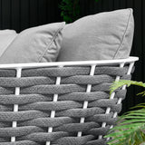 Willow Outdoor Patio Aluminum Small Sectional Sofa in White Gray
