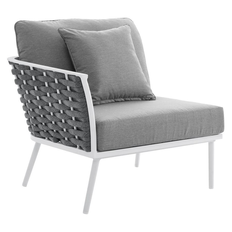 Willow Outdoor Patio Aluminum Small Sectional Sofa in White Gray