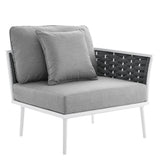 Willow Outdoor Patio Aluminum Small Sectional Sofa in White Gray