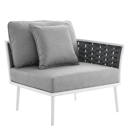 Stance Outdoor Patio Aluminum Small Sectional Sofa in White Gray