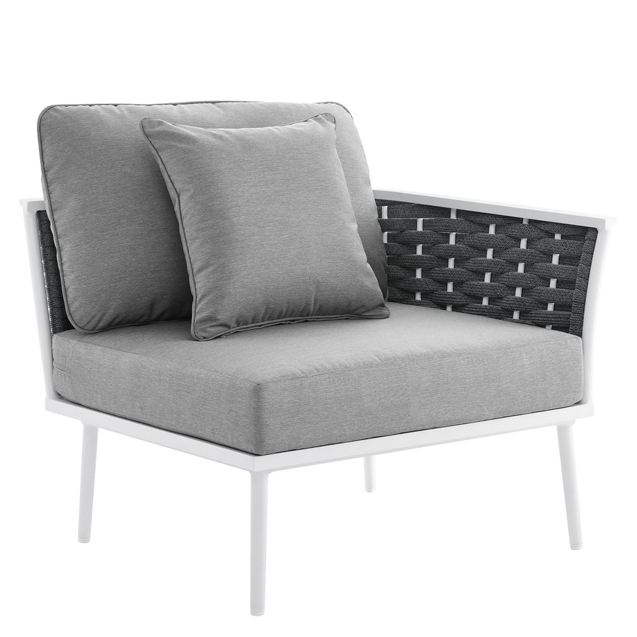 Willow Outdoor Patio Aluminum Small Sectional Sofa in White Gray
