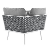 Willow Outdoor Patio Aluminum Small Sectional Sofa in White Gray
