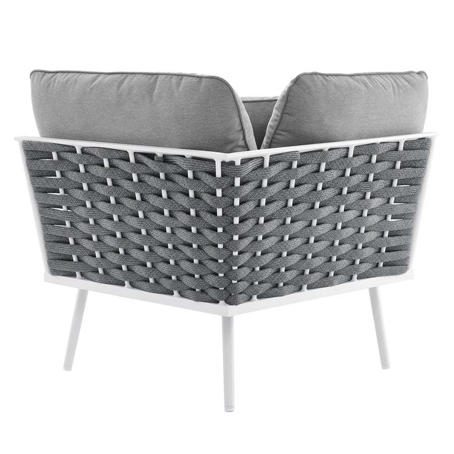 Willow Outdoor Patio Aluminum Small Sectional Sofa in White Gray