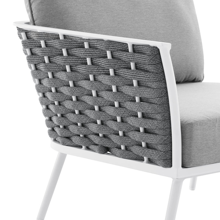 Willow Outdoor Patio Aluminum Small Sectional Sofa in White Gray