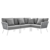 Willow Outdoor Patio Aluminum Large Sectional Sofa in White Gray