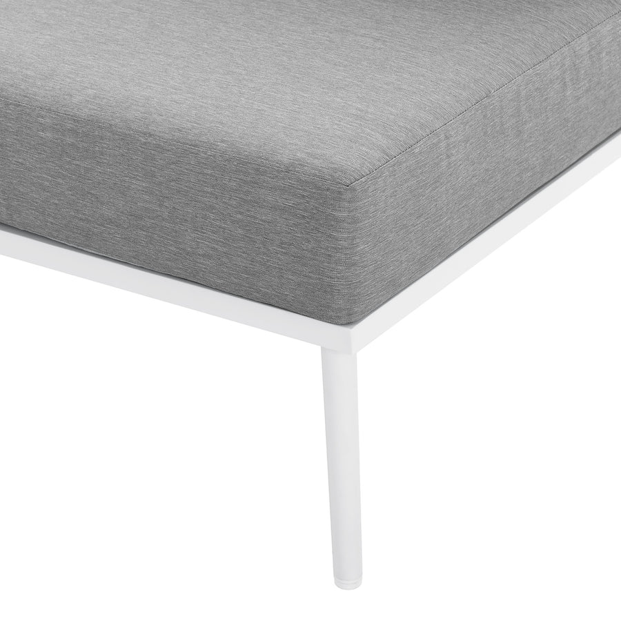 Willow Outdoor Patio Aluminum Large Sectional Sofa in White Gray