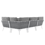 Willow Outdoor Patio Aluminum Large Sectional Sofa in White Gray