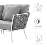 Willow Outdoor Patio Aluminum Large Sectional Sofa in White Gray