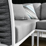 Willow Outdoor Patio Aluminum Large Sectional Sofa in White Gray