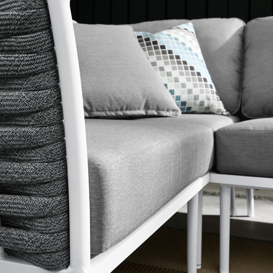 Willow Outdoor Patio Aluminum Large Sectional Sofa in White Gray