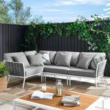 Willow Outdoor Patio Aluminum Large Sectional Sofa in White Gray