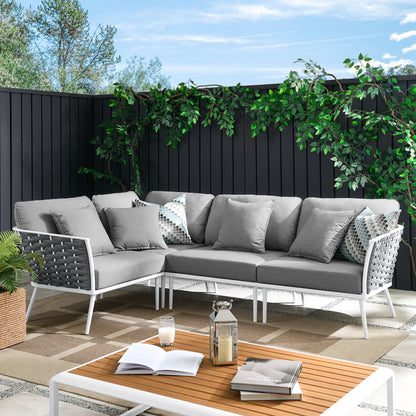 Stance Outdoor Patio Aluminum Large Sectional Sofa by Furniture For America