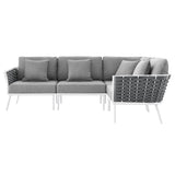 Willow Outdoor Patio Aluminum Large Sectional Sofa in White Gray
