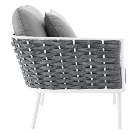 Stance Outdoor Patio Aluminum Large Sectional Sofa in White Gray