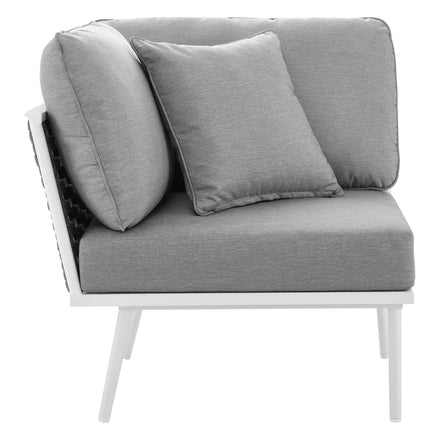 Stance Outdoor Patio Aluminum Large Sectional Sofa in White Gray