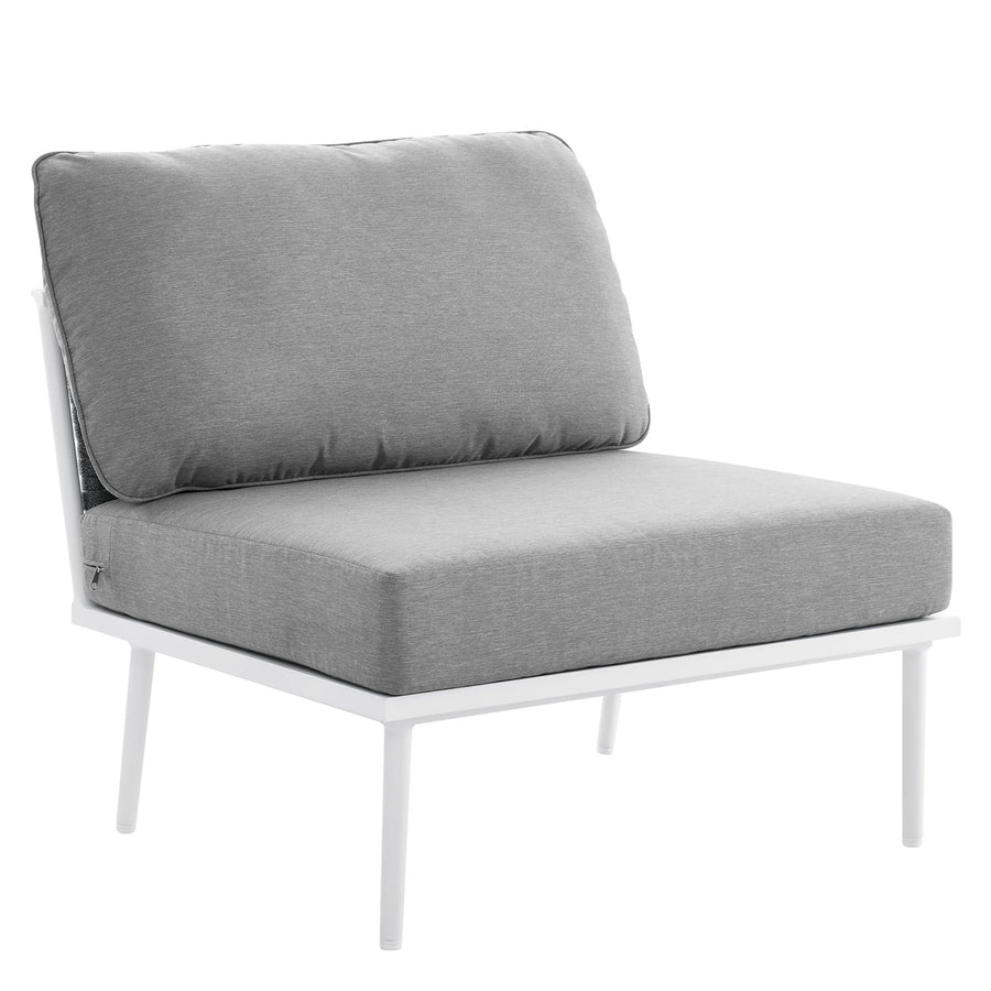 Willow Outdoor Patio Aluminum Large Sectional Sofa in White Gray