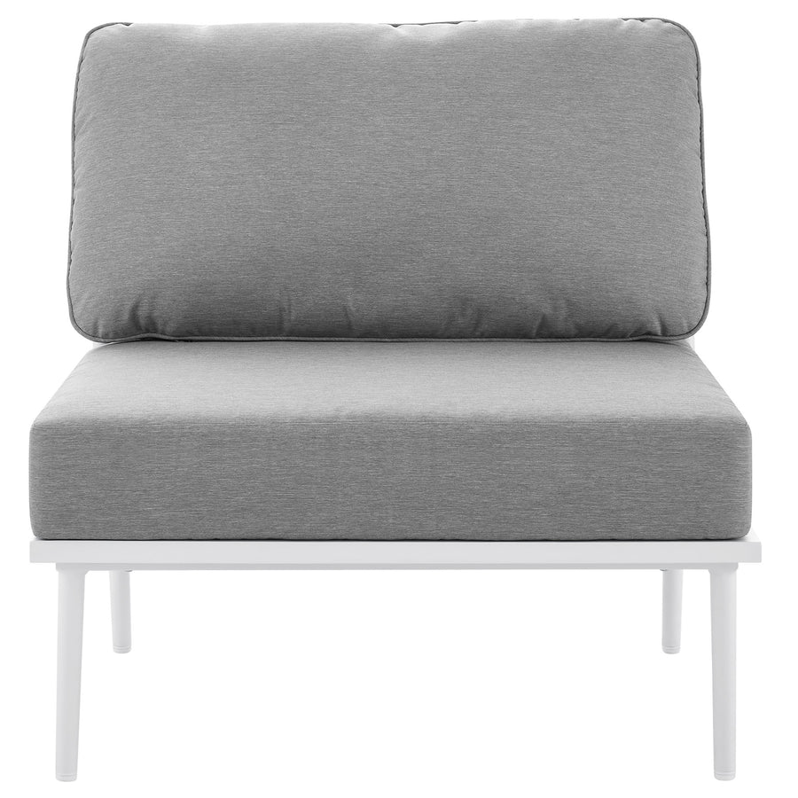 Willow Outdoor Patio Aluminum Large Sectional Sofa in White Gray