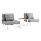 Willow 3 Piece Outdoor Patio Aluminum Set in White Gray
