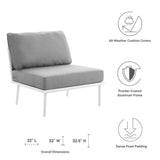 Willow 3 Piece Outdoor Patio Aluminum Set in White Gray