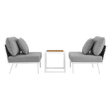 Willow 3 Piece Outdoor Patio Aluminum Set in White Gray