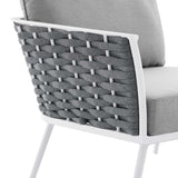 Willow 4 Piece Outdoor Patio Aluminum Sectional Sofa Set in White Gray