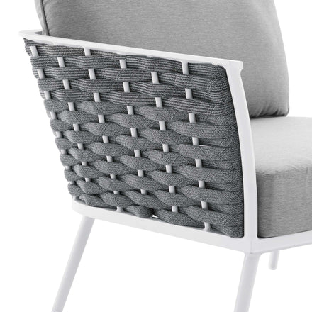 Stance 4 Piece Outdoor Patio Aluminum Sectional Sofa Set in White Gray