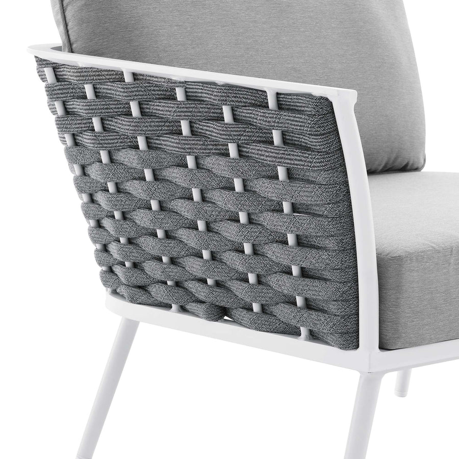 Willow 4 Piece Outdoor Patio Aluminum Sectional Sofa Set in White Gray