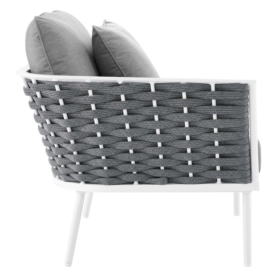 Willow 4 Piece Outdoor Patio Aluminum Sectional Sofa Set in White Gray
