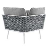Willow 4 Piece Outdoor Patio Aluminum Sectional Sofa Set in White Gray