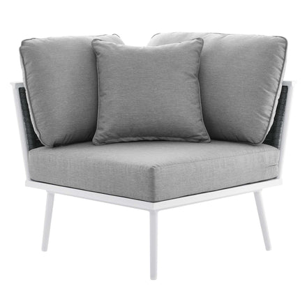 Stance 4 Piece Outdoor Patio Aluminum Sectional Sofa Set in White Gray