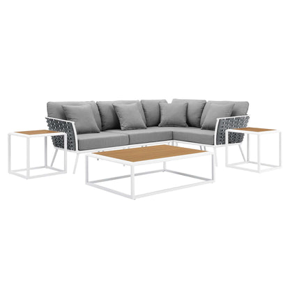 Stance 7 Piece Outdoor Patio Aluminum Sectional Sofa Set by Furniture For America