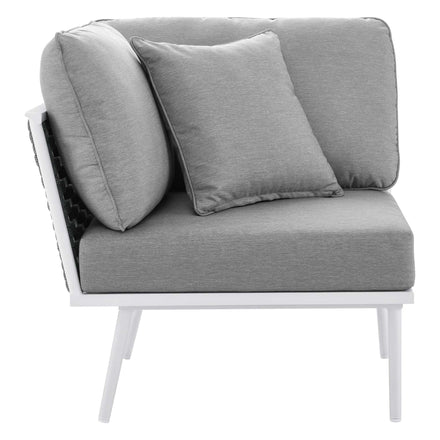 Stance 7 Piece Outdoor Patio Aluminum Sectional Sofa Set in White Gray