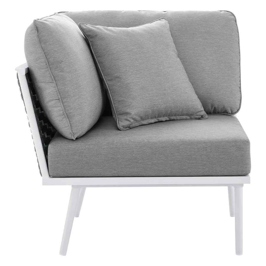 Willow 7 Piece Outdoor Patio Aluminum Sectional Sofa Set in White Gray