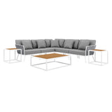 Willow 8 Piece Outdoor Patio Aluminum Sectional Sofa Set in White Gray