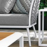 Willow 8 Piece Outdoor Patio Aluminum Sectional Sofa Set in White Gray