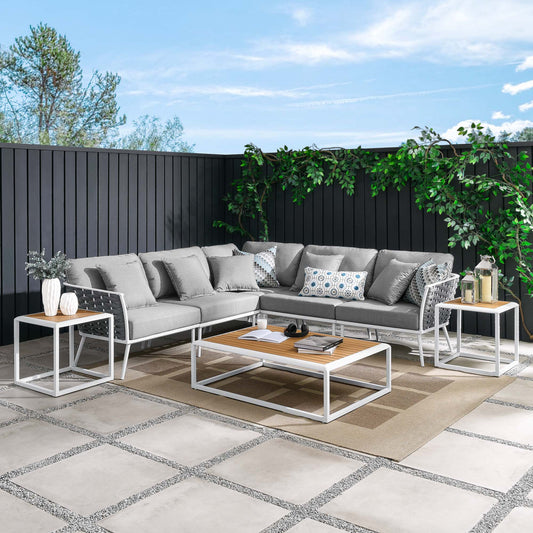 Stance 8 Piece Outdoor Patio Aluminum Sectional Sofa Set by Furniture For America