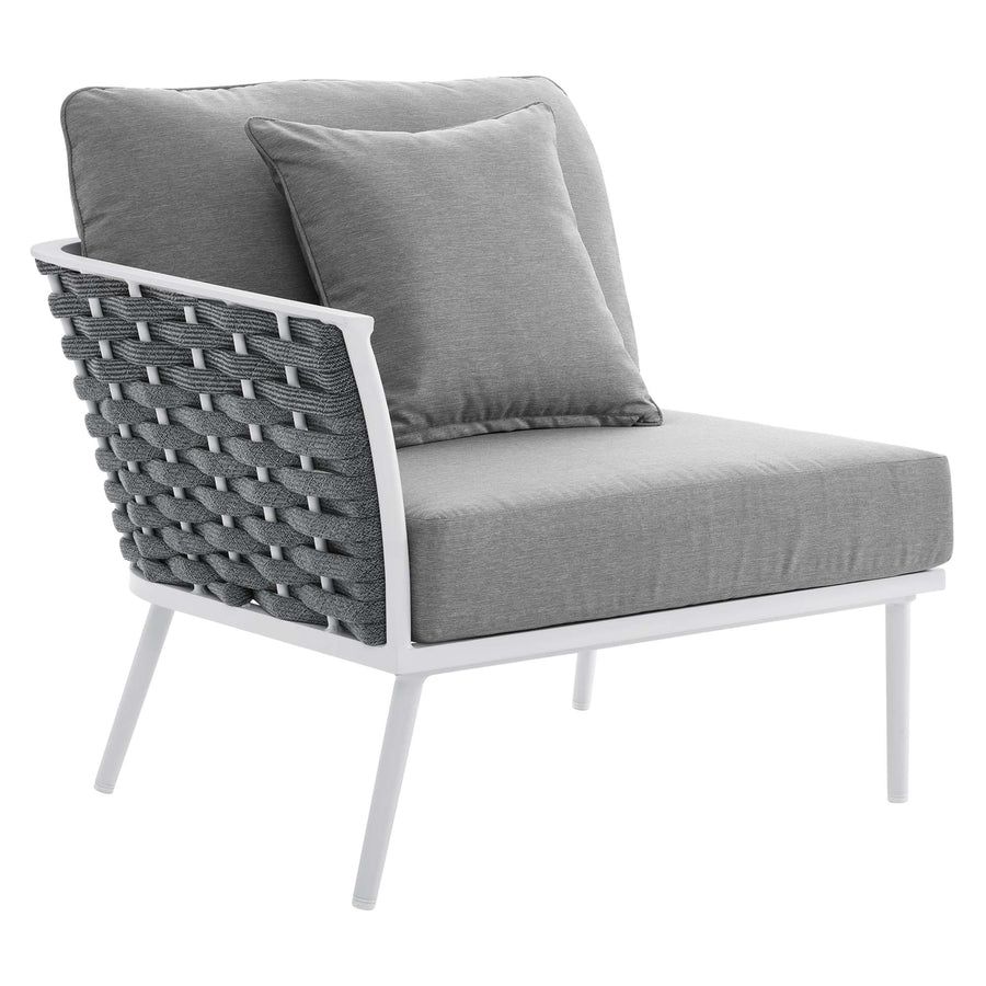 Willow 8 Piece Outdoor Patio Aluminum Sectional Sofa Set in White Gray