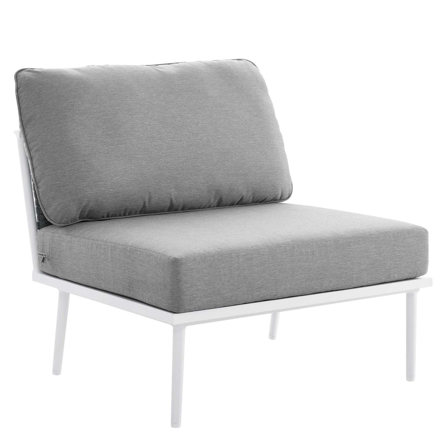 Willow 8 Piece Outdoor Patio Aluminum Sectional Sofa Set in White Gray