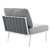 Willow 8 Piece Outdoor Patio Aluminum Sectional Sofa Set in White Gray