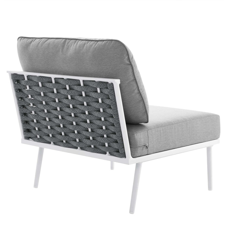 Willow 8 Piece Outdoor Patio Aluminum Sectional Sofa Set in White Gray